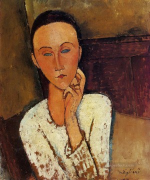 lunia czechowska con la mano izquierda en la mejilla 1918 Amedeo Modigliani Pinturas al óleo
